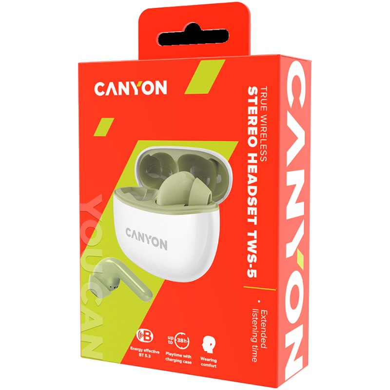 Безжични слушалки тапи Canyon TWS-5 злн.