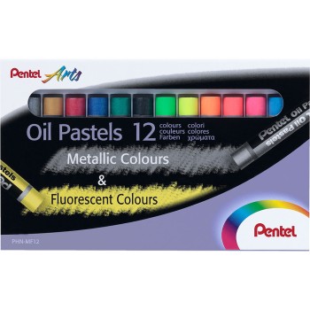 Маслени пастели Pentel флуор+метал 12цв.