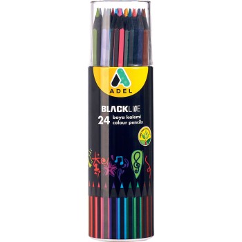 Цветни моливи Adel Blackline 24цв тубус