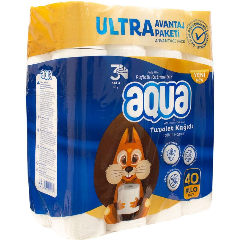 Тоалетна хартия Aqua 3пл оп40