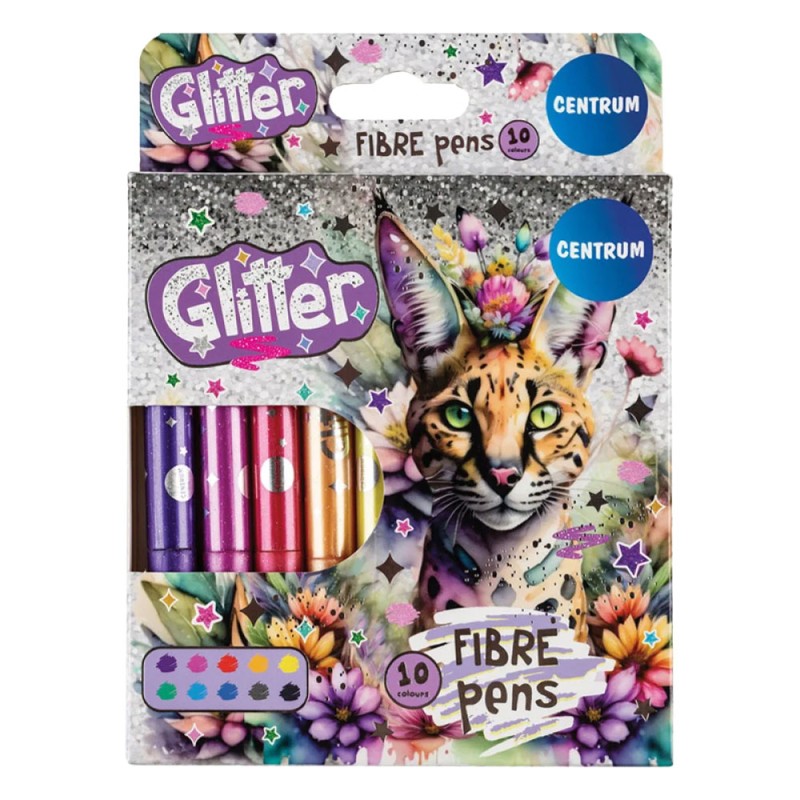 Флумастери Centrum Glitter 10 цвята
