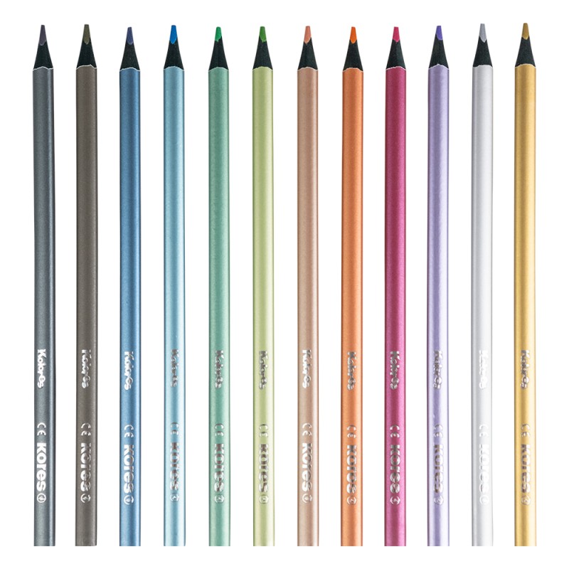 Цветни моливи Kores Metallic 12цв дълги
