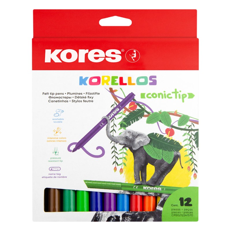 Флумастери Kores Korellos Conic 12 цвята