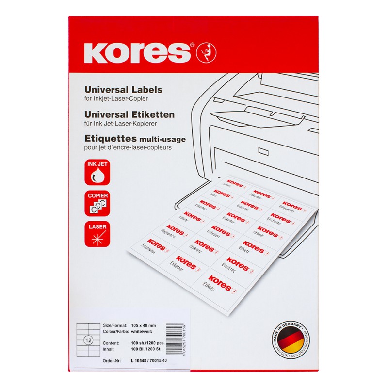 Етикети Kores 105/48 A4 12ет 100л