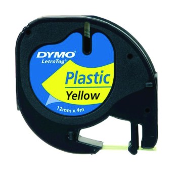 Eтикети Dymo за LetraTag, 12mmх4m, пластмасови, жълт