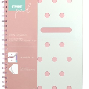 Тетрадка SP Dots, А5, спирала , PP, 100л, малки квадратчета, розова