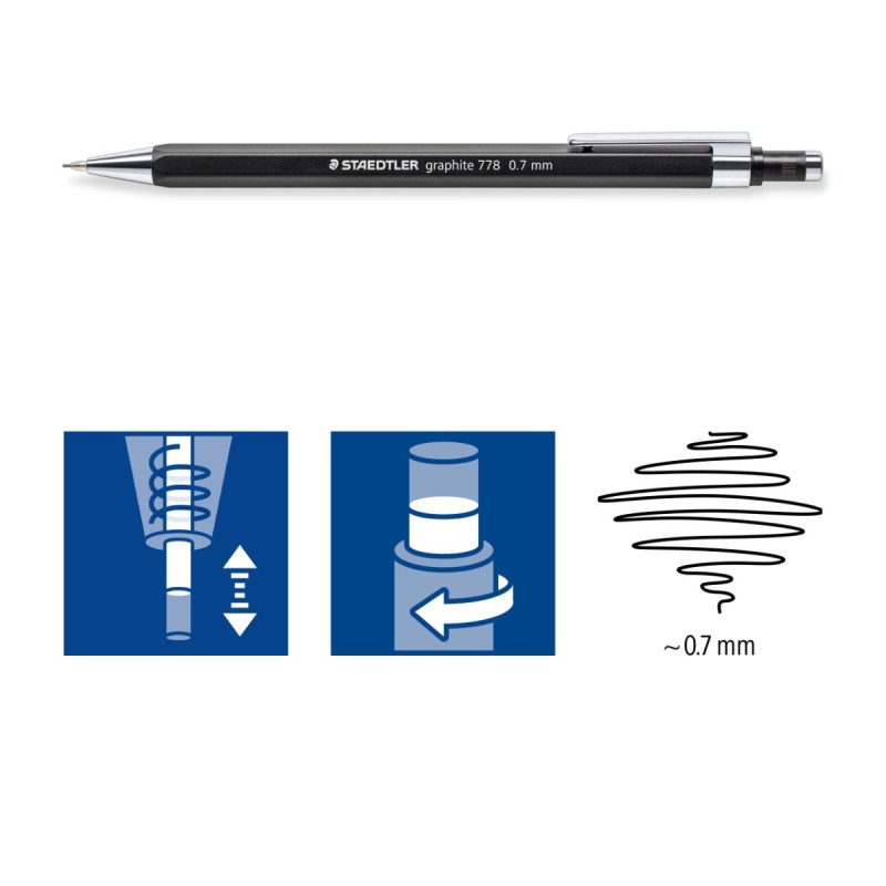 Автоматичен молив Staedtler 778, 0.7 mm, черен