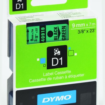 Етикети Dymo D1 Standard, 9mmх7m,чер текст/зел фон