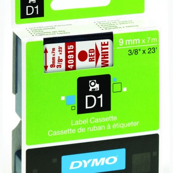 Етикети Dymo D1 Standard,9mmх7m,черв текст/бял фон